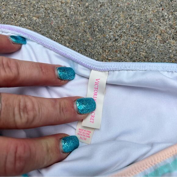 Victoria’s Secret Sequin Pastel Rainbow Stripe Bikini Bottoms MEDIUM - Picture 5 of 5